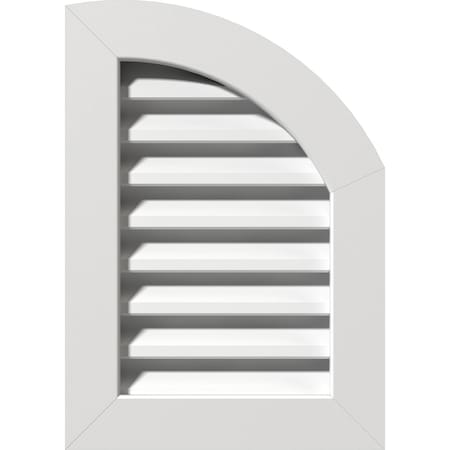 Ekena Millwork Quarter Round Top Right Functional, PVC Gable Vent w/ 1" x 4" Flat Trim Frame, 12"W x 24"H GVPQR12X2401FUN